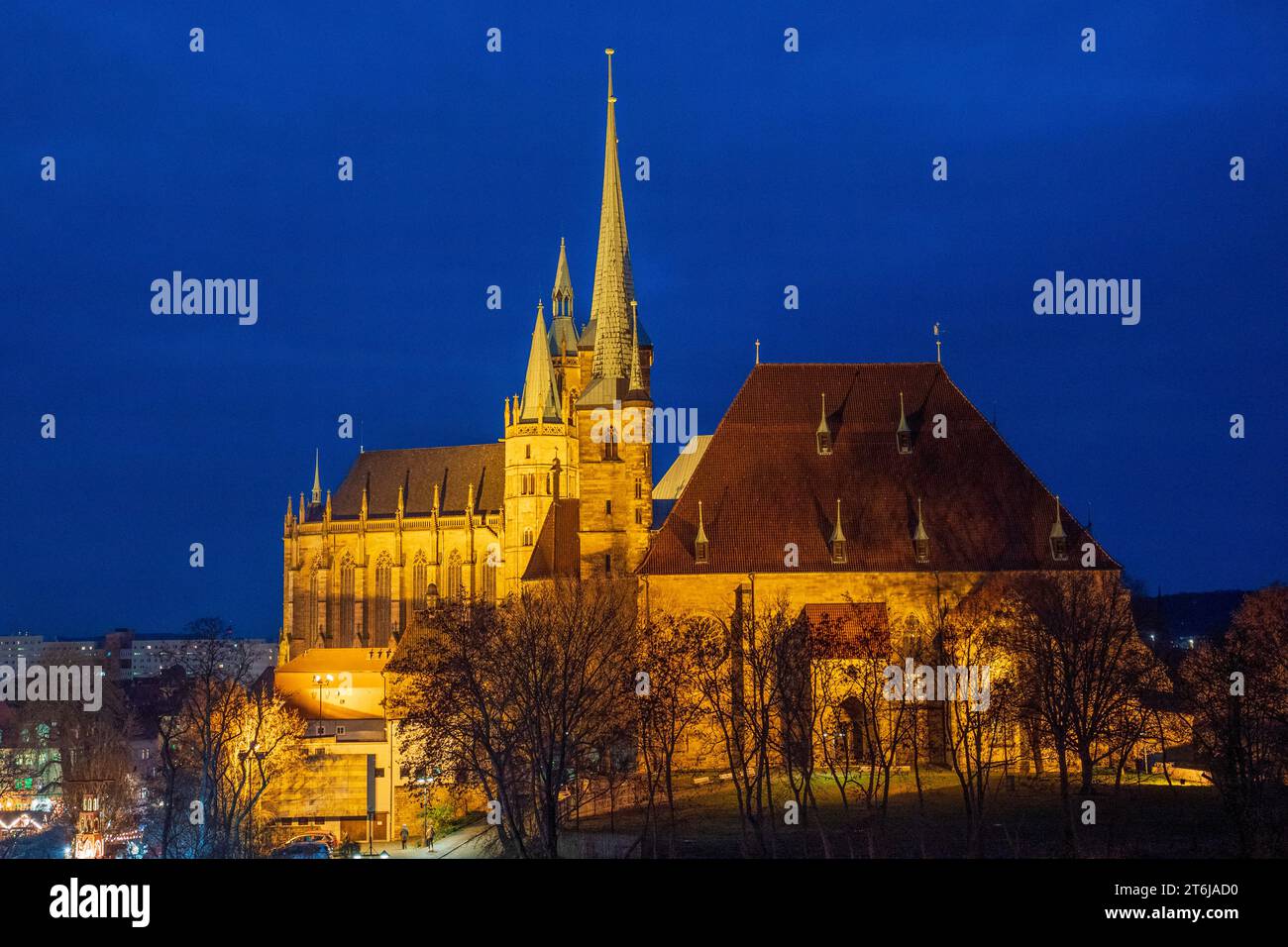 Cattedrale e St Chiesa severi, Erfurt, Turingia Foto Stock