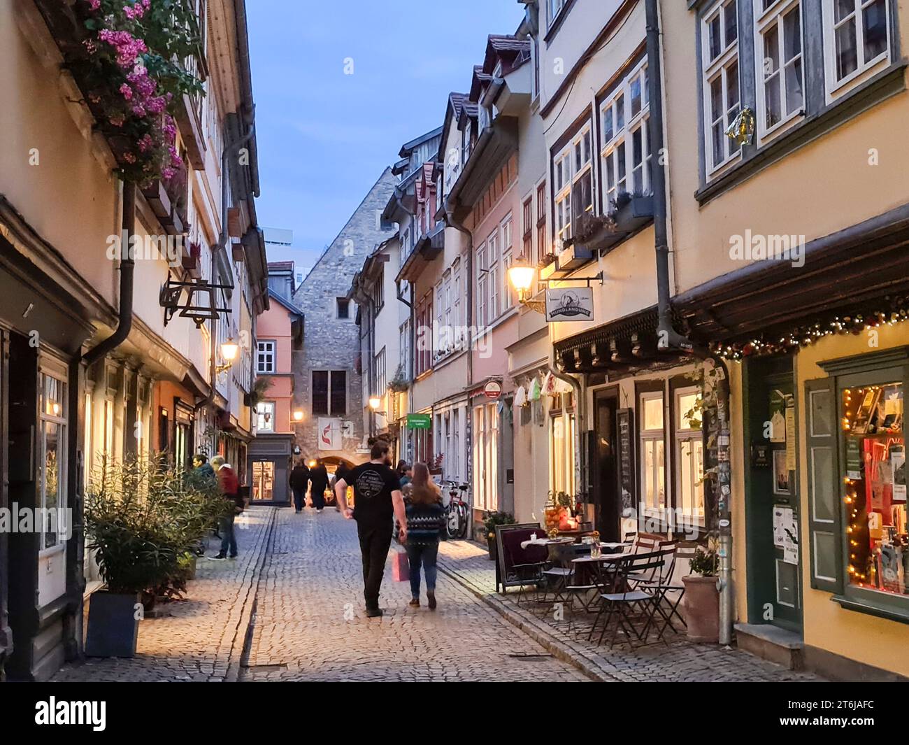 Krämerbrücke, Erfurt, Turingia Foto Stock