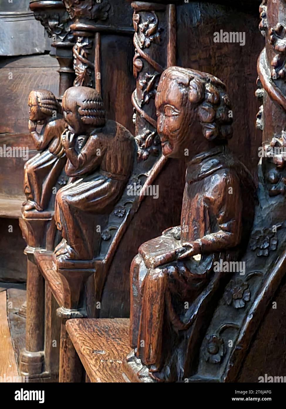 Bancarelle del coro a St. Cattedrale di Maria, interno, Erfurt, Turingia Foto Stock