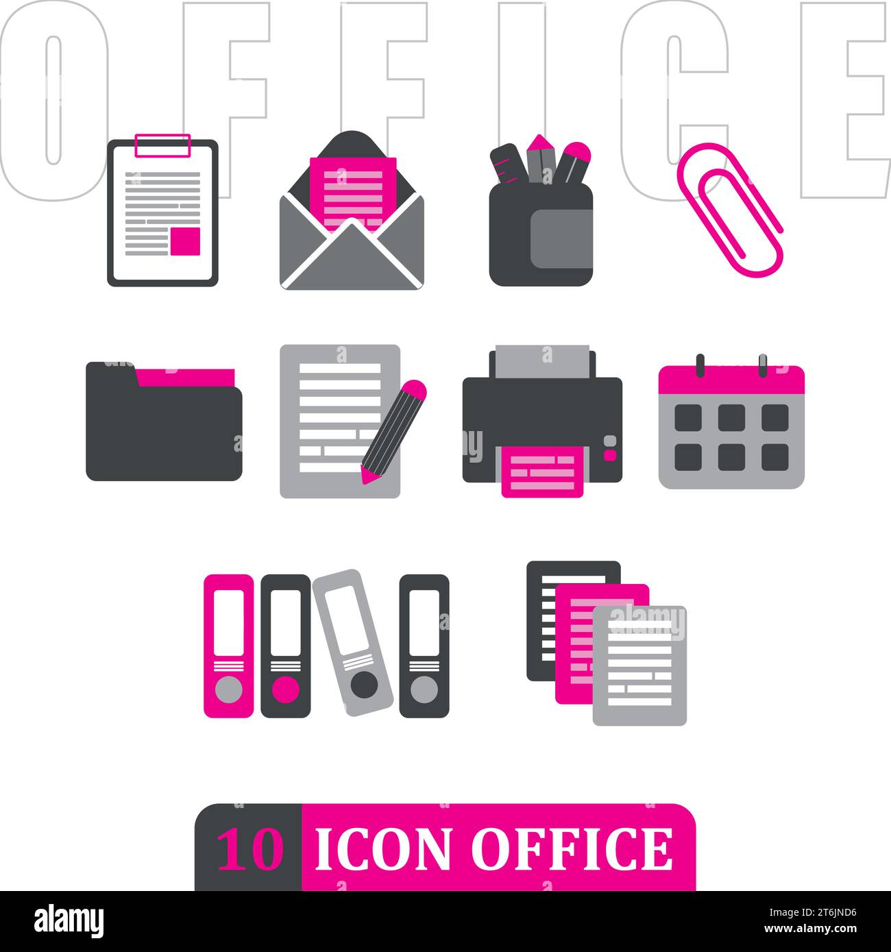 Set di diverse icone dell'ufficio vettore Illustrazione Vettoriale