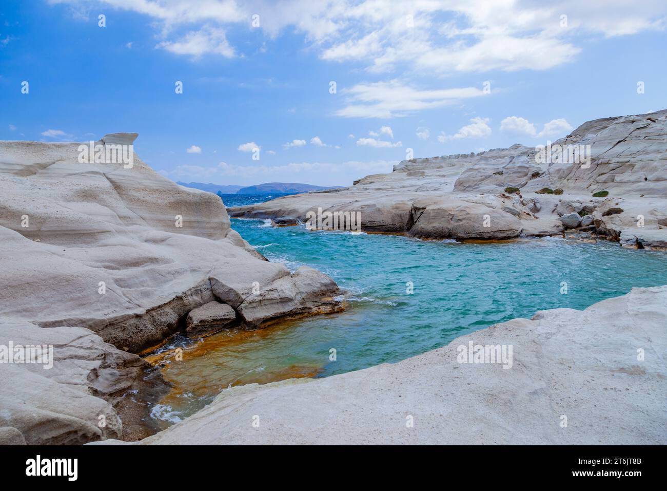 Spiaggia di Sarakiniko, isola di Milos, Cicladi Grecia Foto Stock