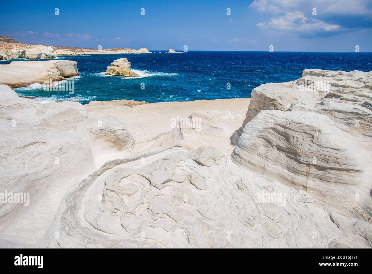 Spiaggia di Sarakiniko, isola di Milos, Cicladi Grecia Foto Stock