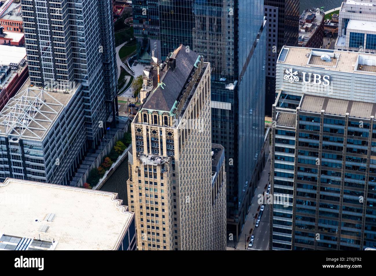 Paesaggio urbano dalla cima della Willis Tower - Vista di Chicago dall'alto. Chicago, Stati Uniti Foto Stock