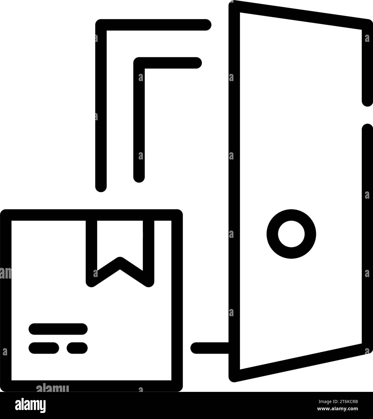 Servizio di consegna porta a porta. Spedizione del pacco all'indirizzo di casa del cliente. Pixel Perfect, tratto modificabile Illustrazione Vettoriale