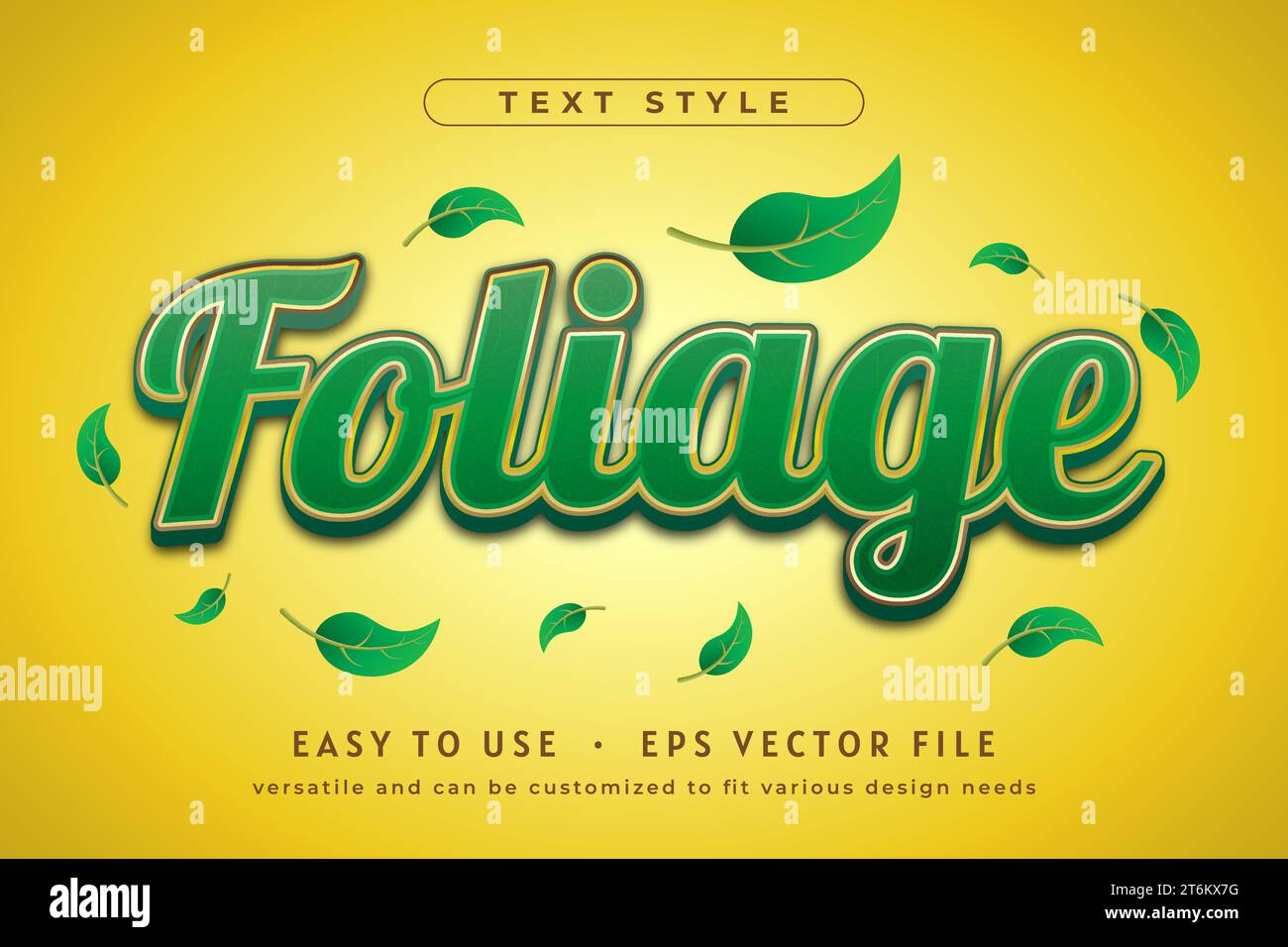 Effetto testo fogliame. Facile da usare, versatile e personalizzabile per adattarsi a diverse esigenze di progettazione Illustrazione Vettoriale