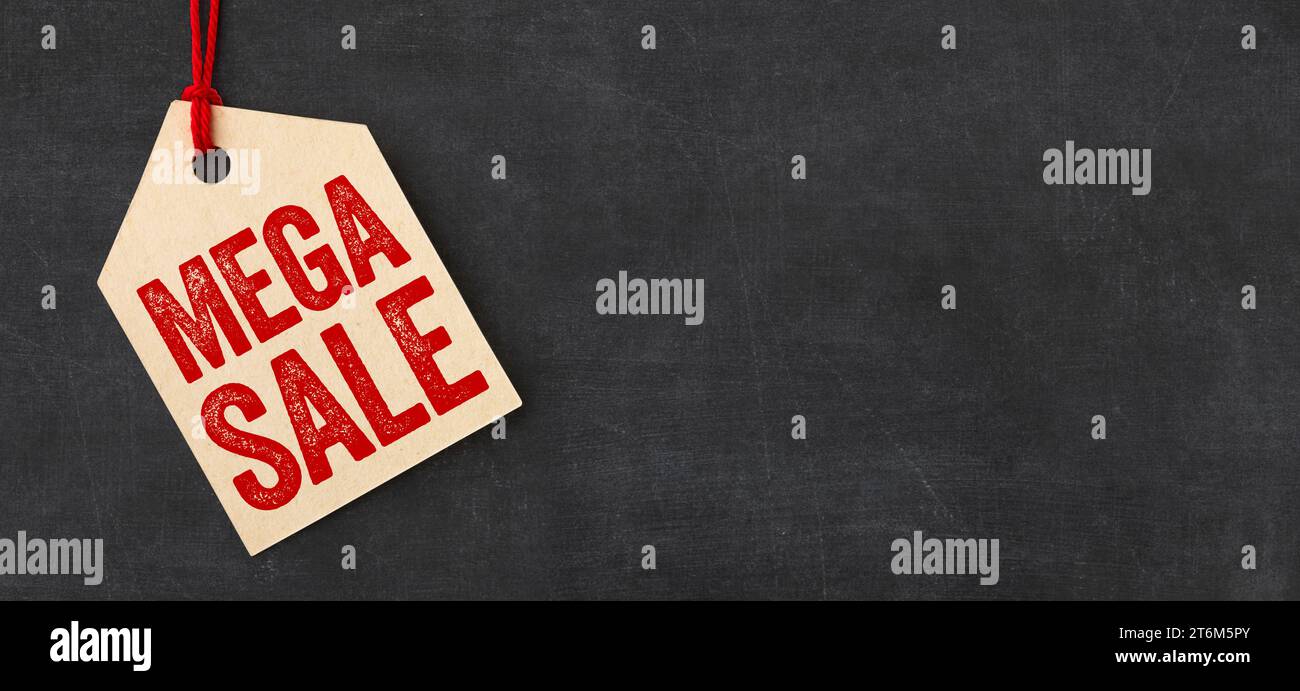 Tag su una lavagna - Mega sale Foto Stock