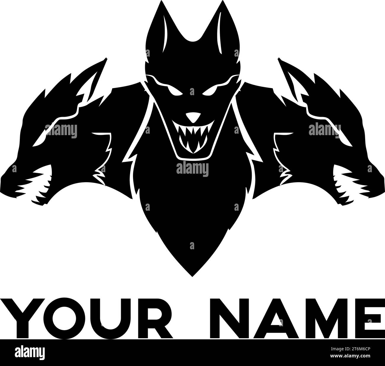 Design aggressivo con logo Cerberus Dog Illustrazione Vettoriale