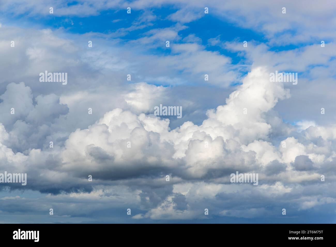 Cumulus nuvole contro un cielo blu Foto Stock