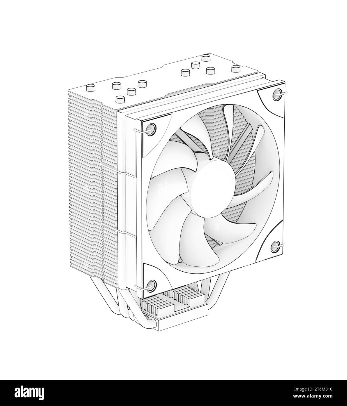 Schizzo del refrigeratore d'aria del processore del computer ad alte prestazioni Foto Stock