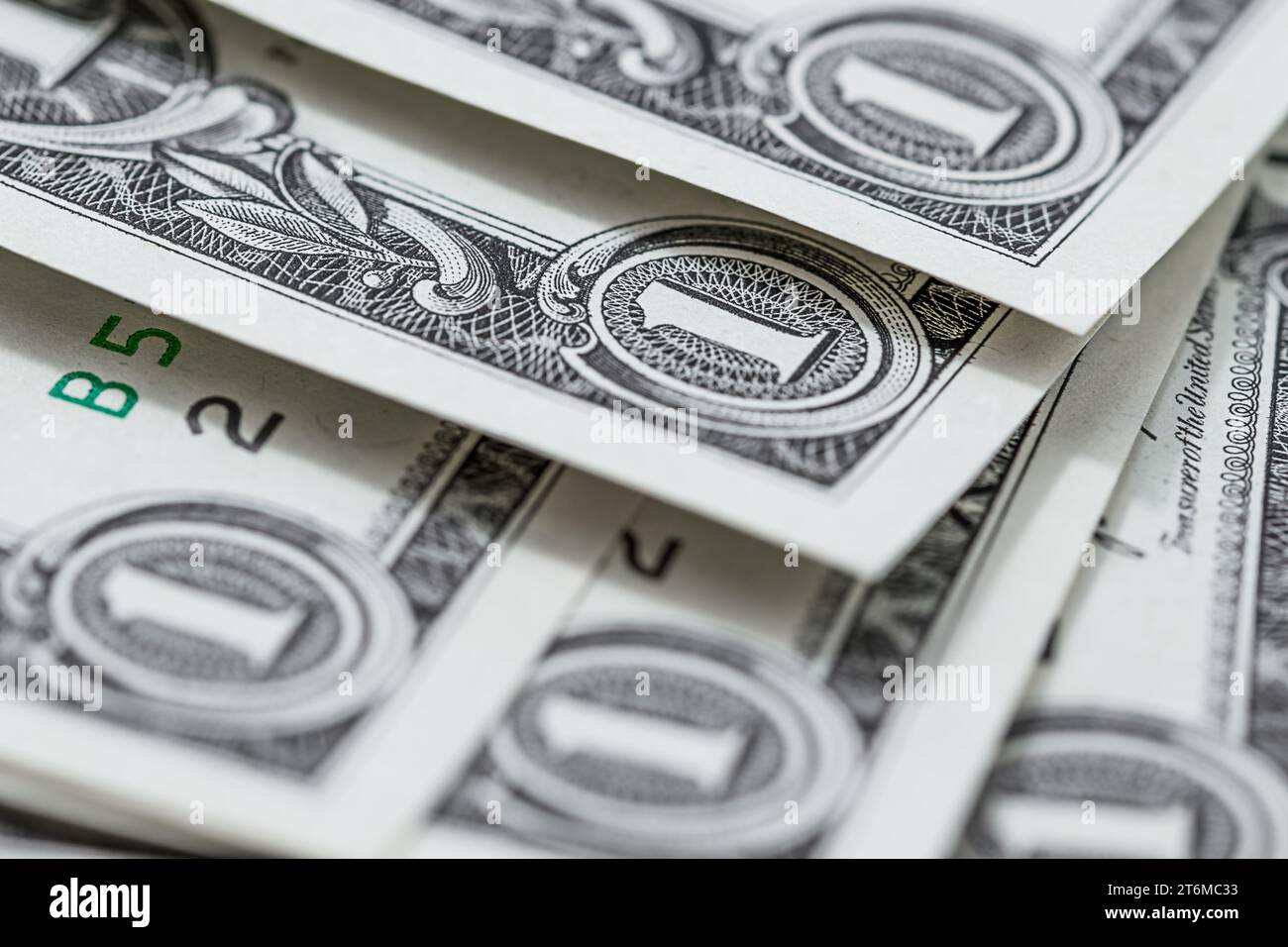 Primo piano di un gruppo di un dollaro americano, dettagli di 1 dollaro americano in contanti Foto Stock