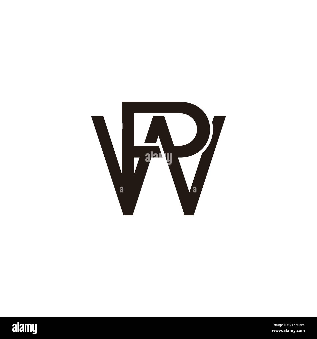 vettore del logo letter wp 3d flat overlap Illustrazione Vettoriale
