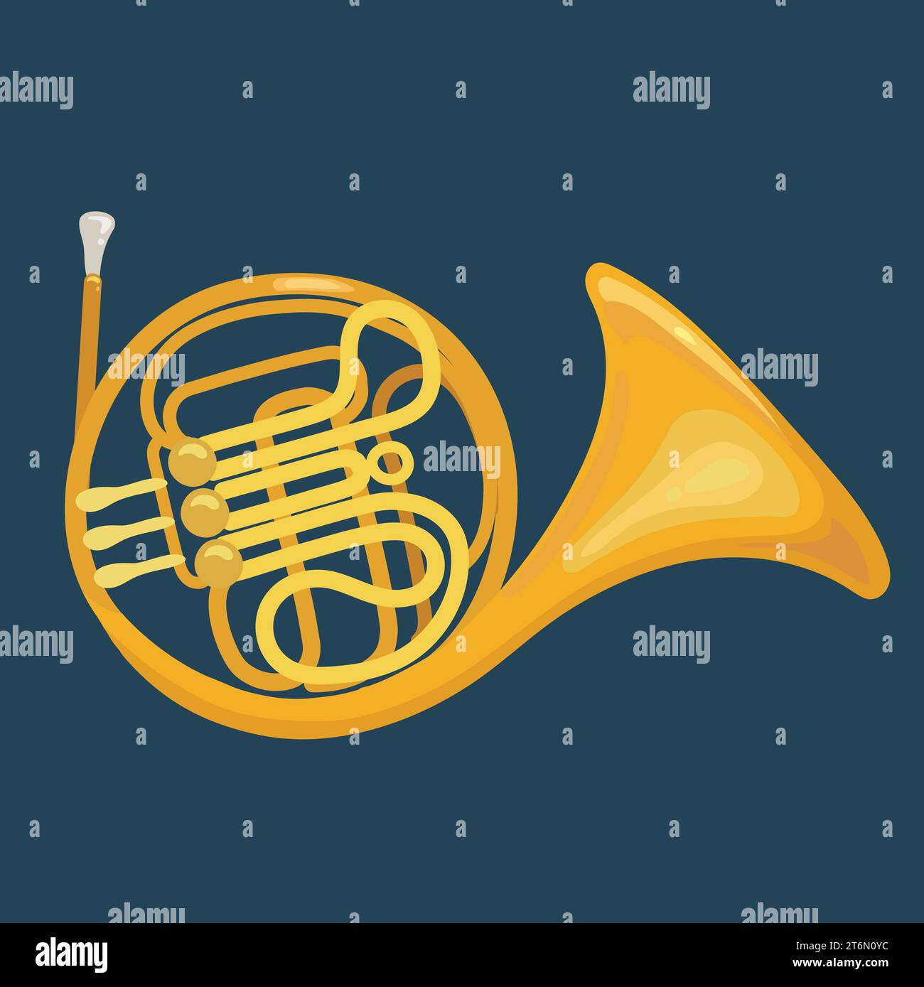 Clacson francese, strumento in ottone, illustrazione vettoriale Illustrazione Vettoriale