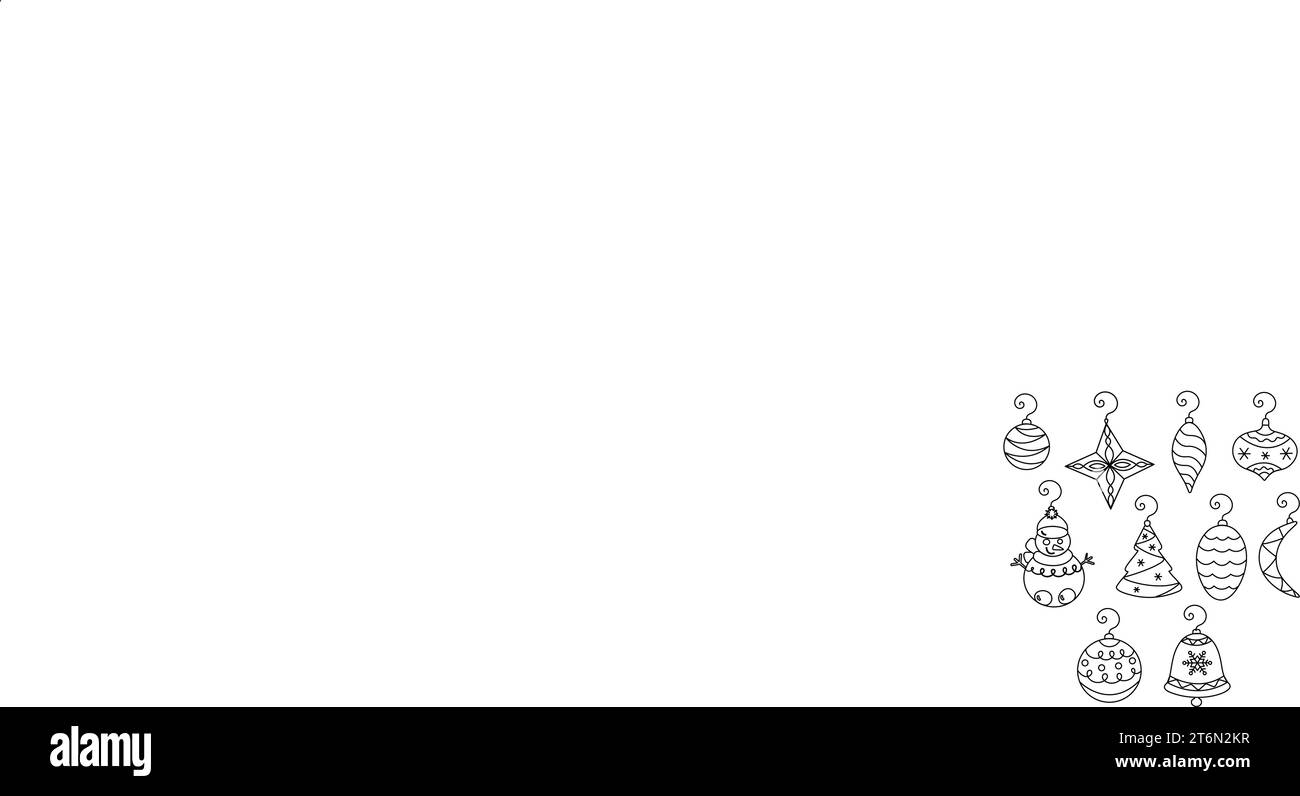 Un set di giocattoli per l'anno nuovo. Collezione moderna su sfondo bianco. Illustrazione del vettore piatto. Illustrazione Vettoriale