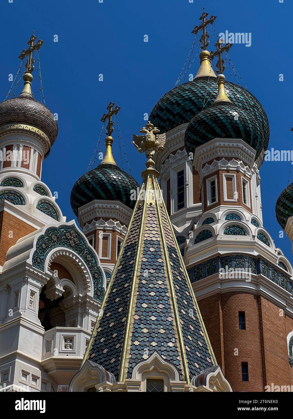 Cattedrale ortodossa di San Nicola nella città di Nizza, regione Costa Azzurra in Francia. È la più grande cattedrale ortodossa dell'Europa occidentale. Foto Stock