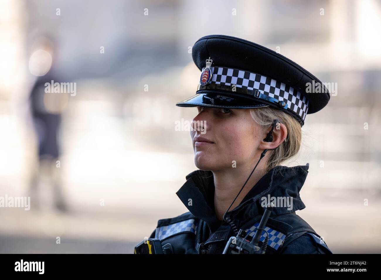 Londra Regno Unito 11 novembre 2023 Armistizio al Cenotafio Whitehall Londra Regno Unito in un'operazione di alta sicurezza per mantenere il cenotafio al sicuro. Credito Ian DavidsonAlamy Live News Foto Stock