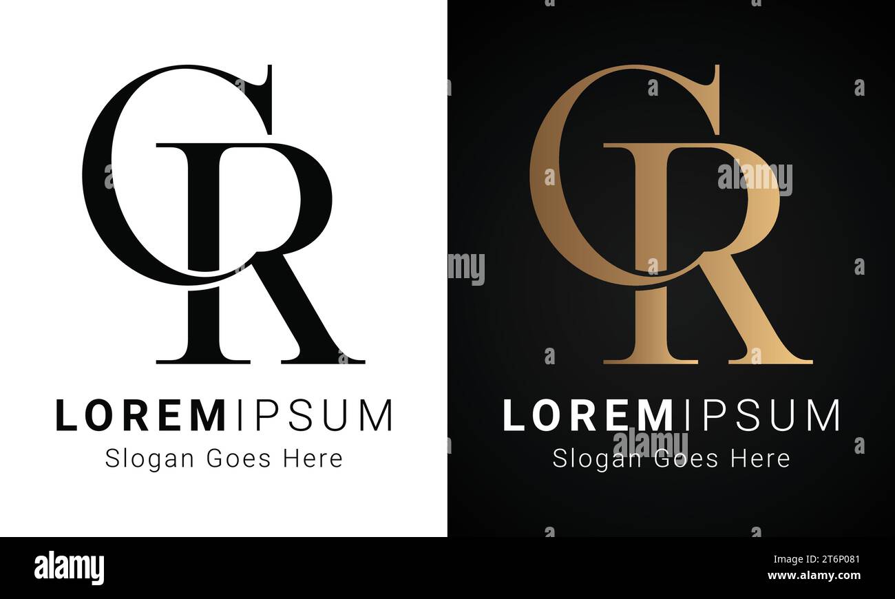 Design con logo monogramma CR o RC Luxury Initial Illustrazione Vettoriale