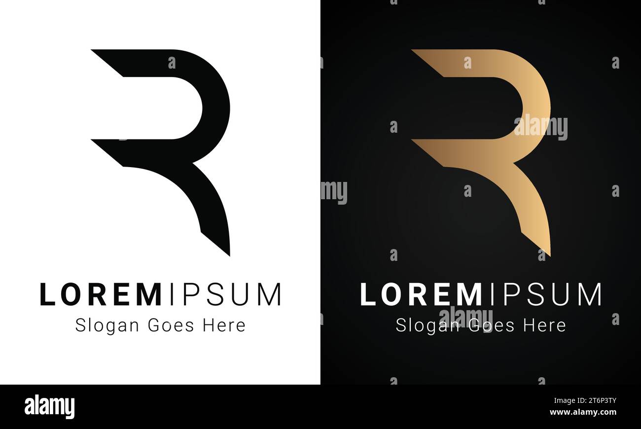 Design del logo con lettera di testo monogramma R iniziale di lusso Illustrazione Vettoriale