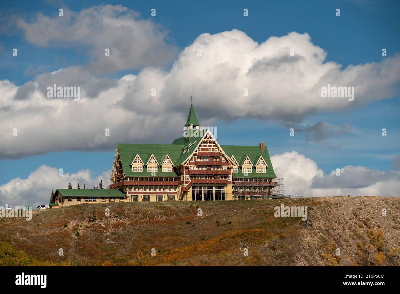 The Prince of Wales Hotel nel Waterton Lakes National Park, Alberta, Canada. Foto Stock