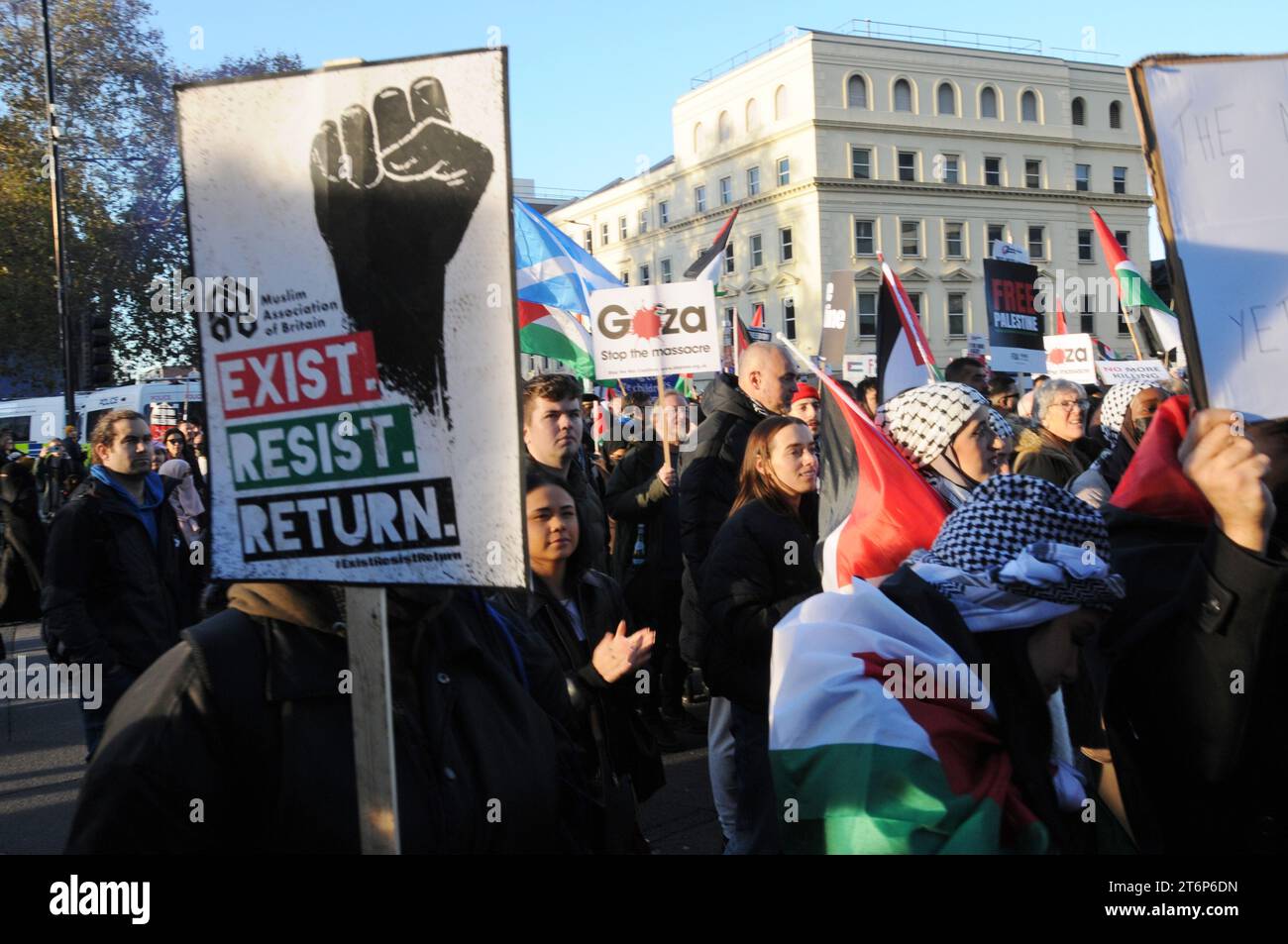 La marcia della pace di Londra per Gaza Foto Stock
