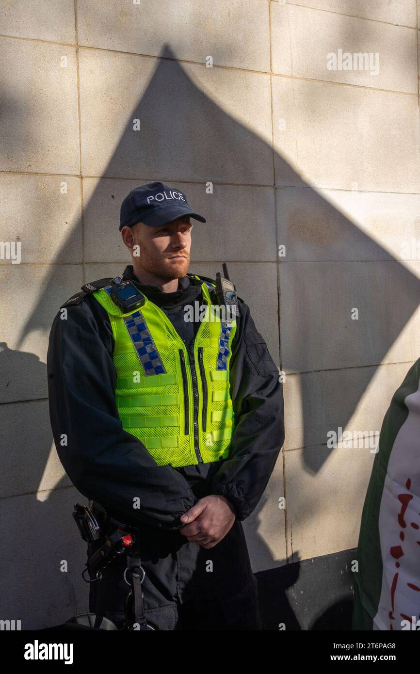 11 novembre 2023. Londra, Regno Unito. I sostenitori pro-palestinesi si riuniscono a Londra e marciano attraverso la città in solidarietà. Immagine: Matthew Wellington/Pathos Foto Stock