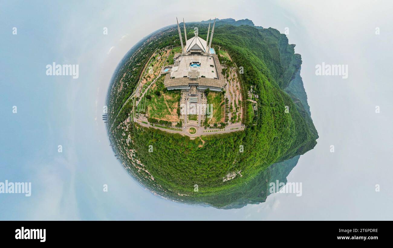 Esclusiva Moschea Shah Faisal Tiny Planet Photo Islamabad, Pakistan. Foto Stock