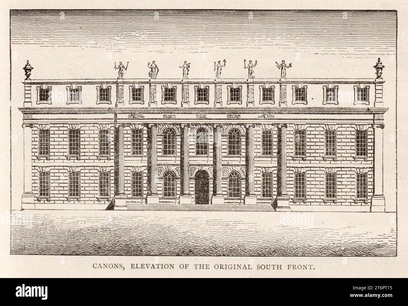 Incisione di Canons - casa a Little Stanmore, Middlesex, Inghilterra, costruita da James Brydges, duca di Chandos dal libro: "Greater London, volume 1" di Cassel and Company, Londra 1898. Foto Stock