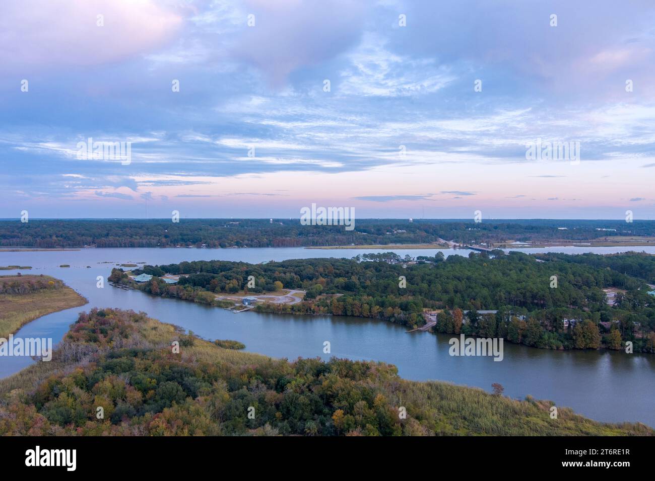 5 fiumi delta centro risorse al tramonto a Spanish Fort, Alabama Foto Stock