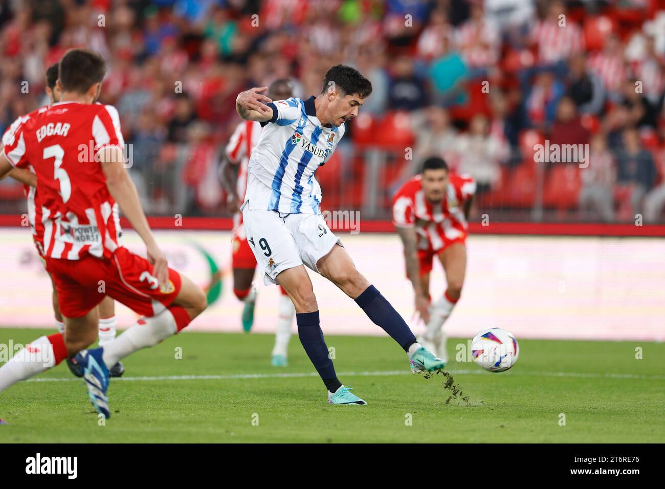 Carlos Fernandez (Sociedad), 11 NOVEMBRE 2023 - calcio / calcio : partita spagnola "la Liga EA Sports" tra UD Almeria 1-3 Real Sociedad al Power Horse Stadium di Almeria, Spagna. (Foto di Mutsu Kawamori/AFLO) Foto Stock