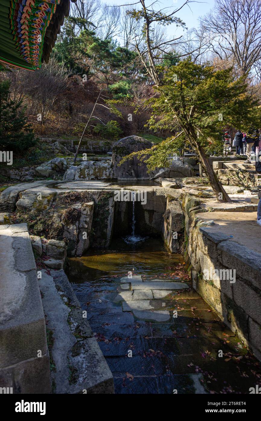 Un viaggio nel "Giardino segreto" all'interno del Palazzo Changdeokgung a Seul, Corea del Sud. E' successo nell'autunno del 2022. Foto Stock