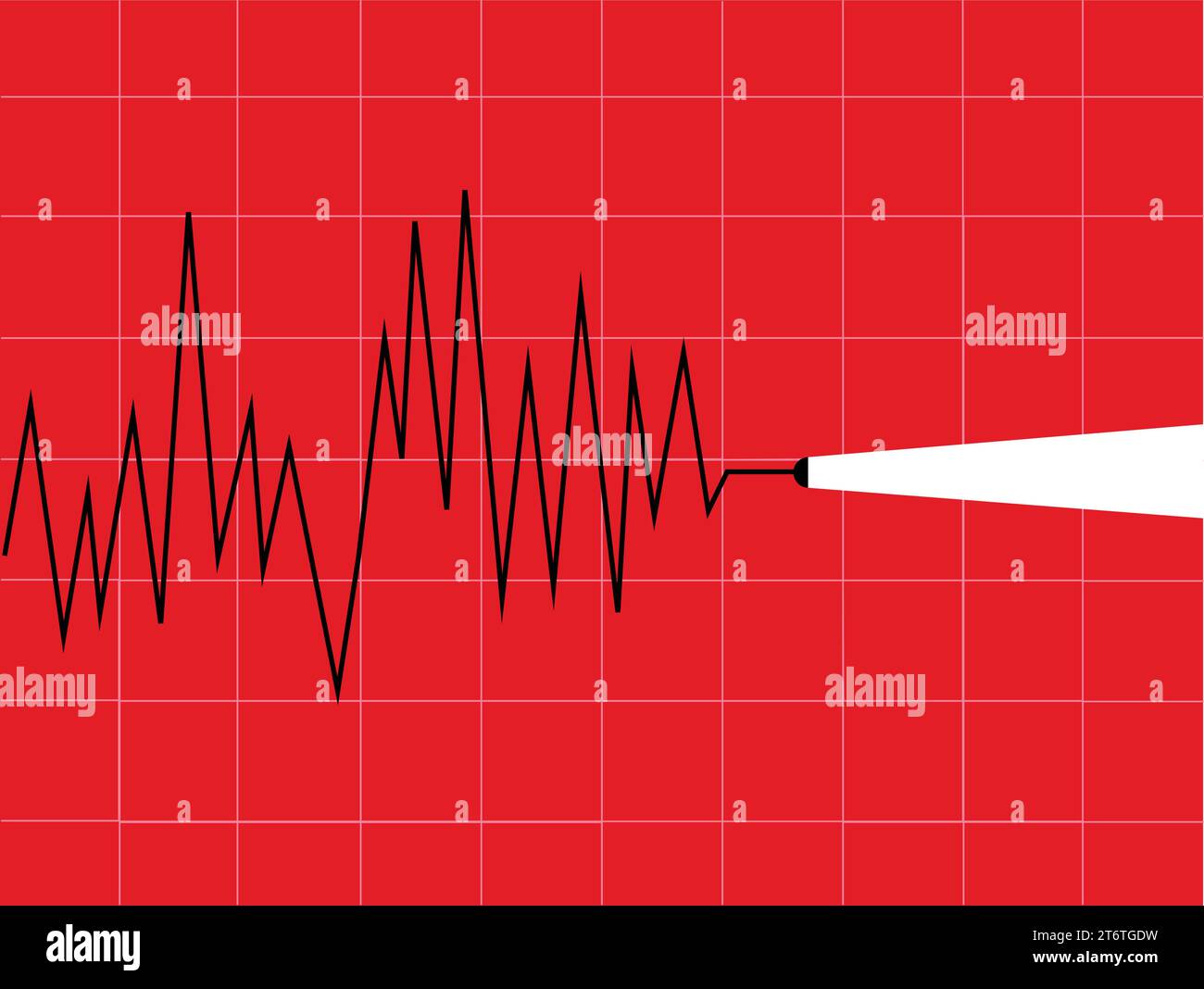 Sismometro che registra la misurazione della scala di Richter del terremoto nell'illustrazione grafica Illustrazione Vettoriale