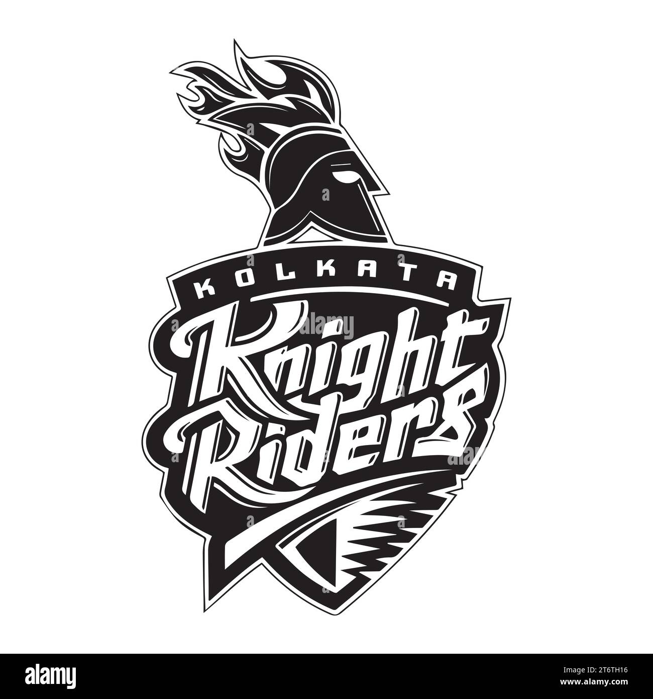 Kolkata Knight Riders Logo Black Style Indian Professional Cricket club, illustrazione vettoriale immagine editabile astratta Illustrazione Vettoriale