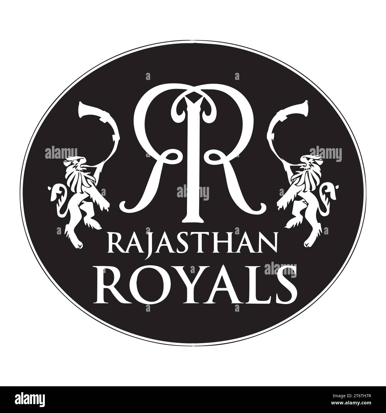 Rajasthan Royals Logo Black Style Indian Professional Cricket club, illustrazione vettoriale immagine editabile astratta Illustrazione Vettoriale