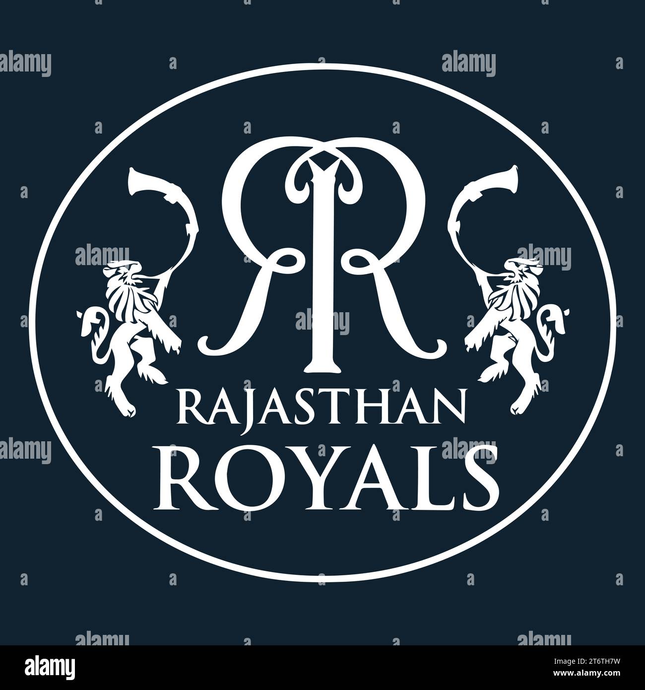 Rajasthan Royals Logo White Style Indian Professional Cricket club, illustrazione vettoriale immagine editabile astratta Illustrazione Vettoriale