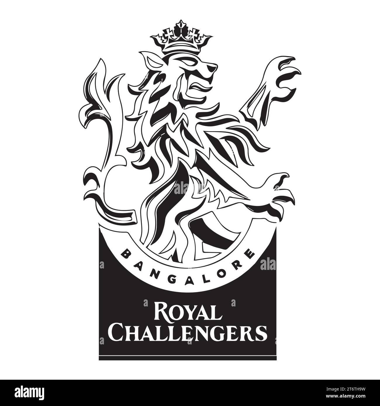 Royal Challengers Bangalore Logo Black Style Indian Professional Cricket club, illustrazione vettoriale immagine editabile astratta Illustrazione Vettoriale
