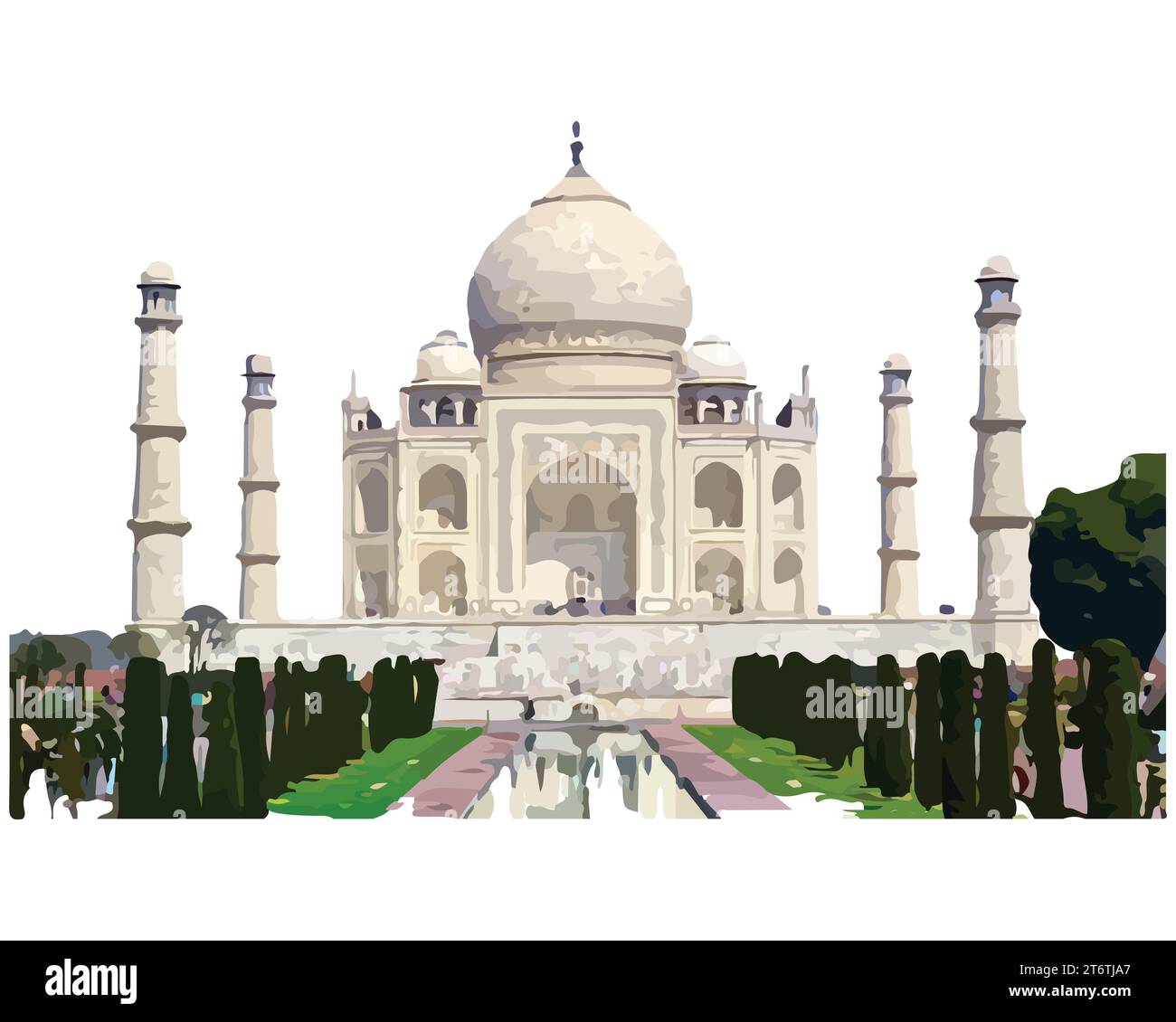 Taj Mahal, India Vector Illustration Editable Image (immagine modificabile illustrazione vettoriale India) Illustrazione Vettoriale