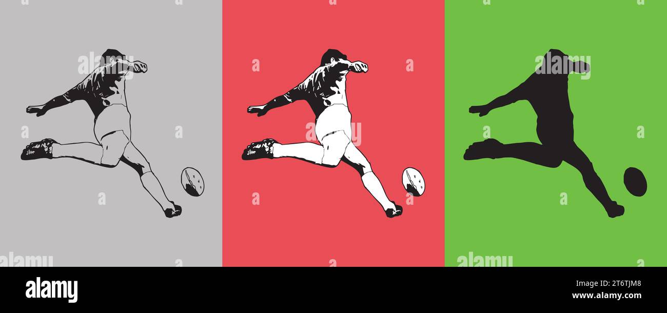 Rugby Players, immagine modificabile astratta illustrazione vettoriale Illustrazione Vettoriale