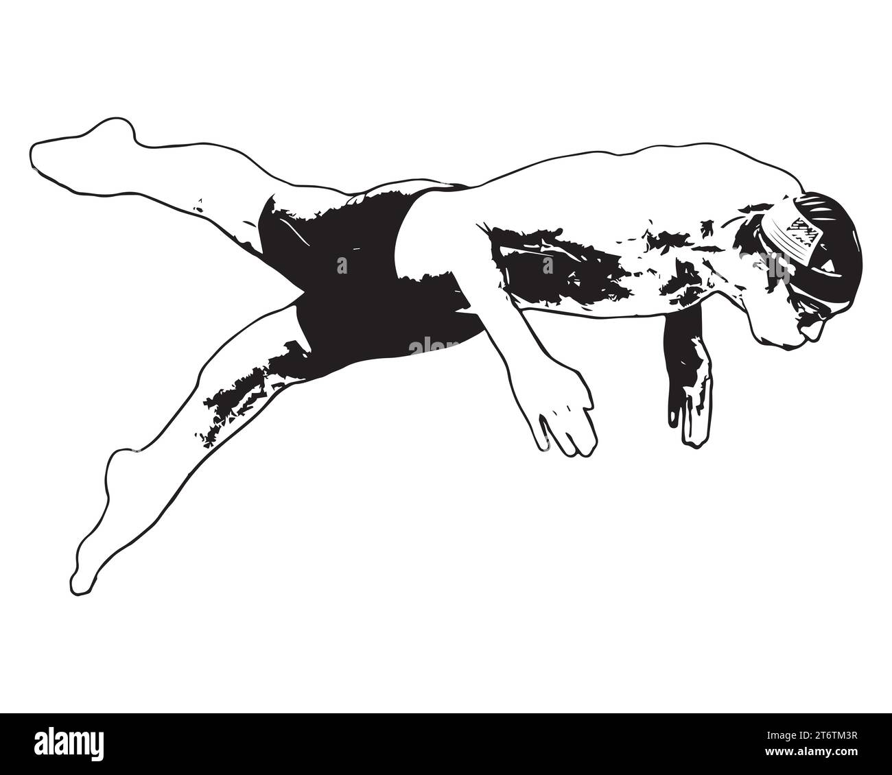 Michael Phelps nuotatore americano che salta azione con sfondo, illustrazione vettoriale immagine astratta modificabile Illustrazione Vettoriale