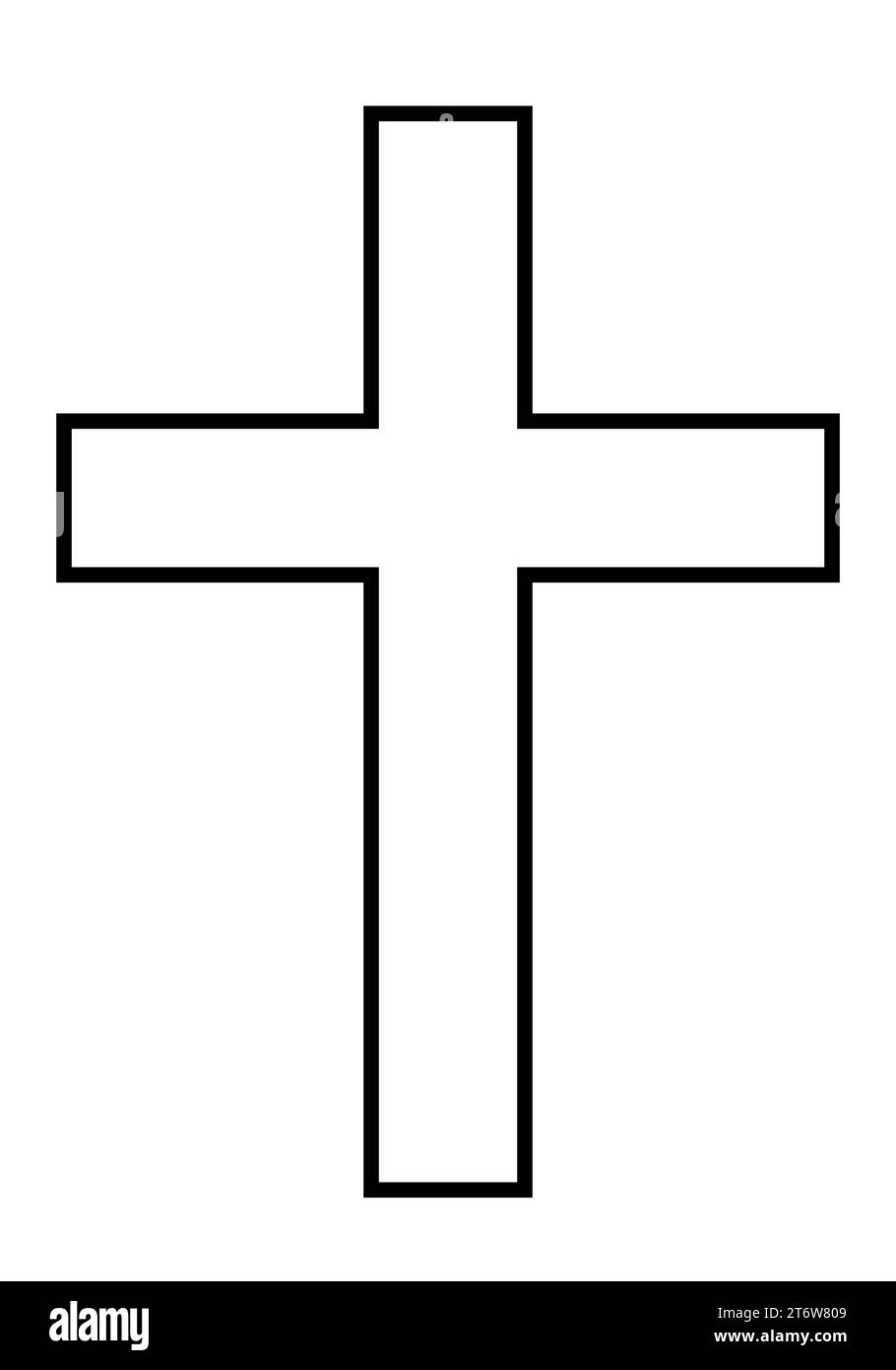 Croce cristiana, sagoma vettoriale in bianco e nero raffigurante una croce religiosa latina, isolata su bianco Illustrazione Vettoriale