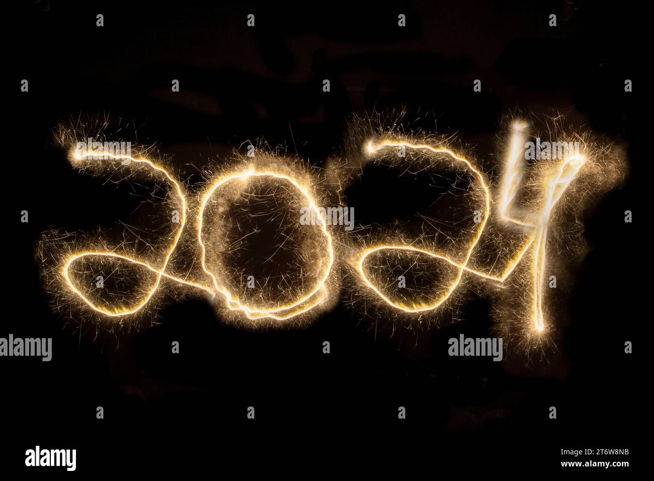 2024, Sylvester, Neujahr, 2024, Lichtmalerei, Jahreswechsel, Foto Stock
