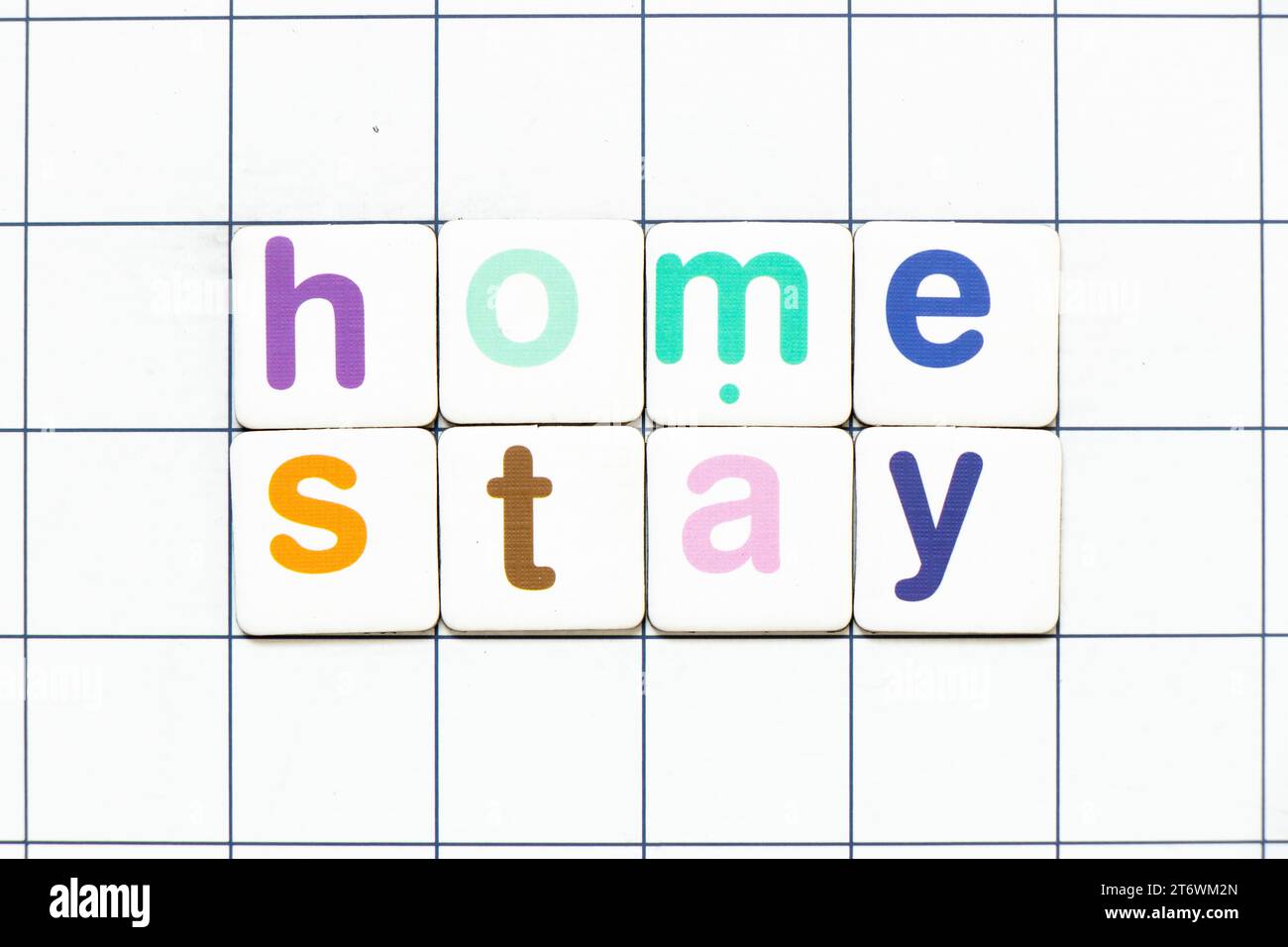 La lettera colorata di Word Home rimane su sfondo bianco Foto Stock