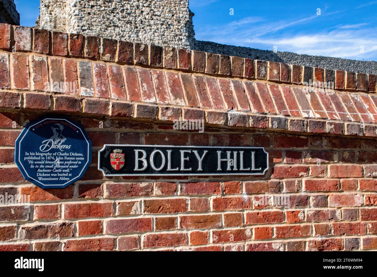 Boley Hill dal castello di Rochester, Rochester, Kent. REGNO UNITO. Foto Stock