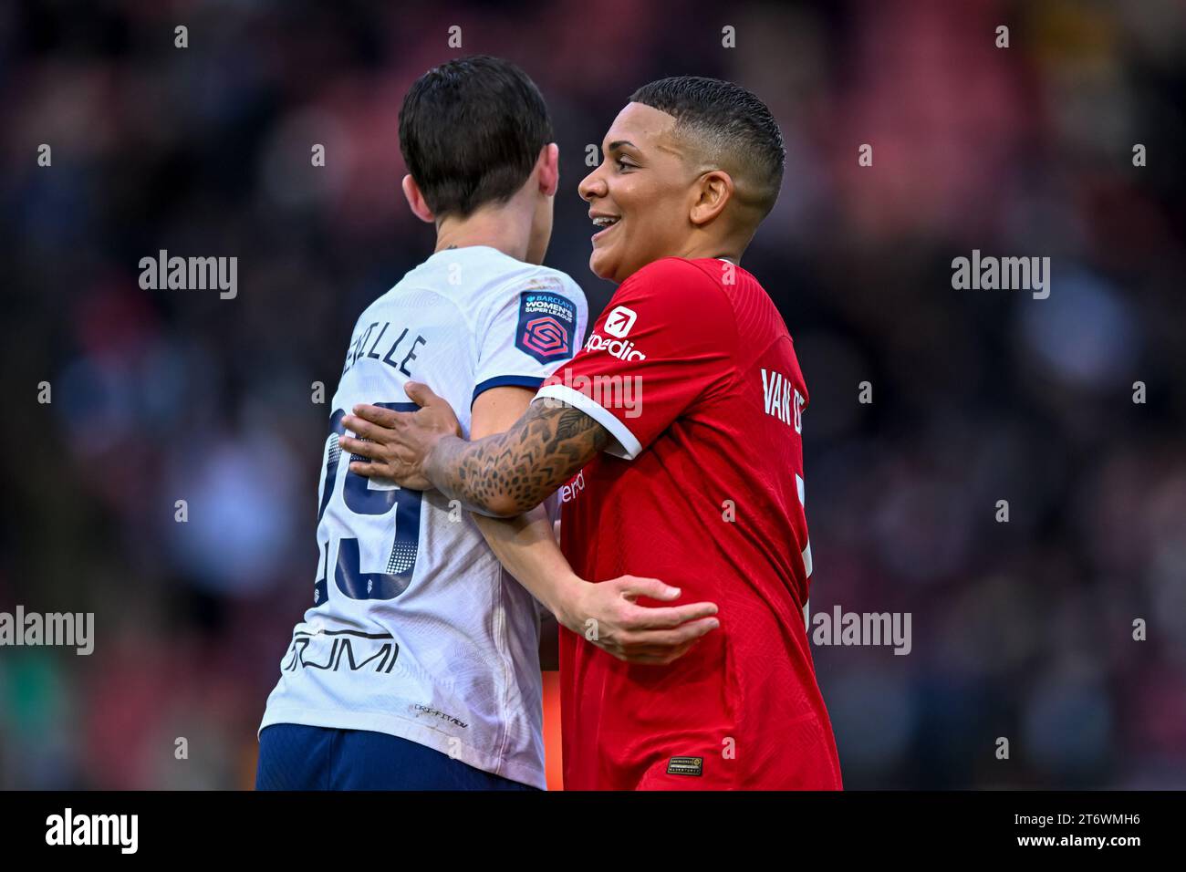 Ondon, Inghilterra, il 12 novembre 2023. La fine della partita e un pareggio del 1-1 nella fa Women's Super League Match tra Spurs Women e Liverpool Women a Brisbane Road, Londra, il 12 novembre 2023. Foto di Phil Hutchinson. Solo per uso editoriale, licenza necessaria per uso commerciale. Nessun utilizzo in scommesse, giochi o pubblicazioni di un singolo club/campionato/giocatore. Credito: UK Sports Pics Ltd/Alamy Live News Foto Stock