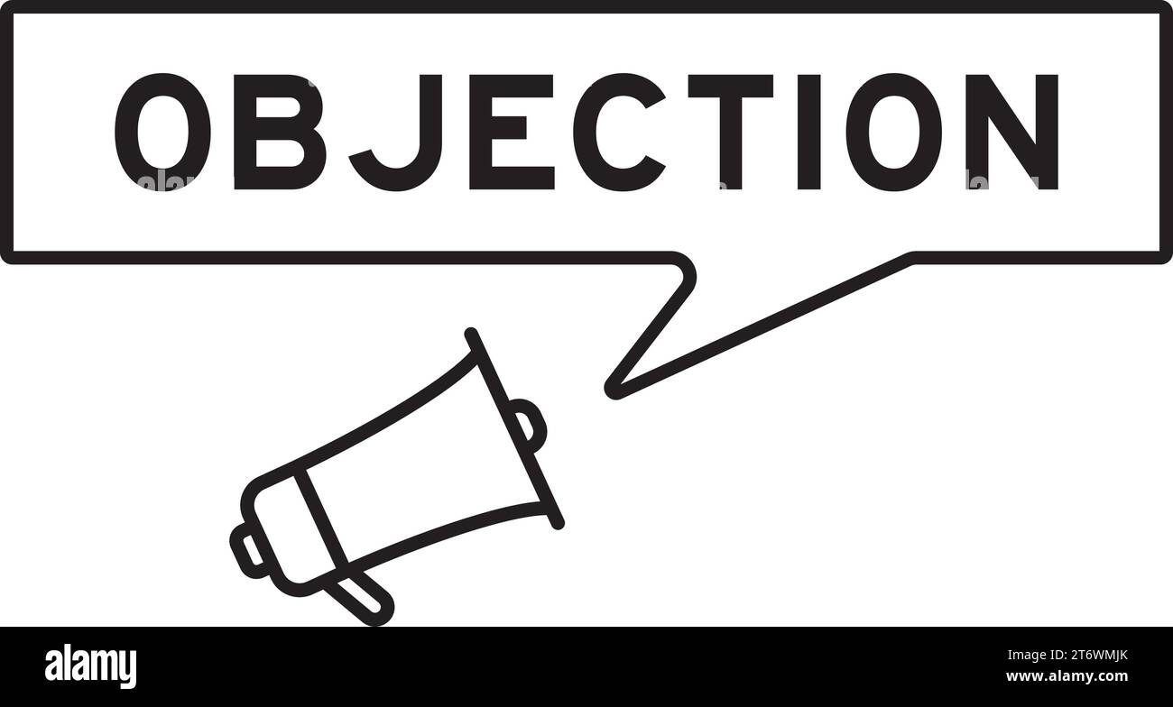 Icona del megafono con bolla vocale in obiezione di parole su sfondo bianco Illustrazione Vettoriale