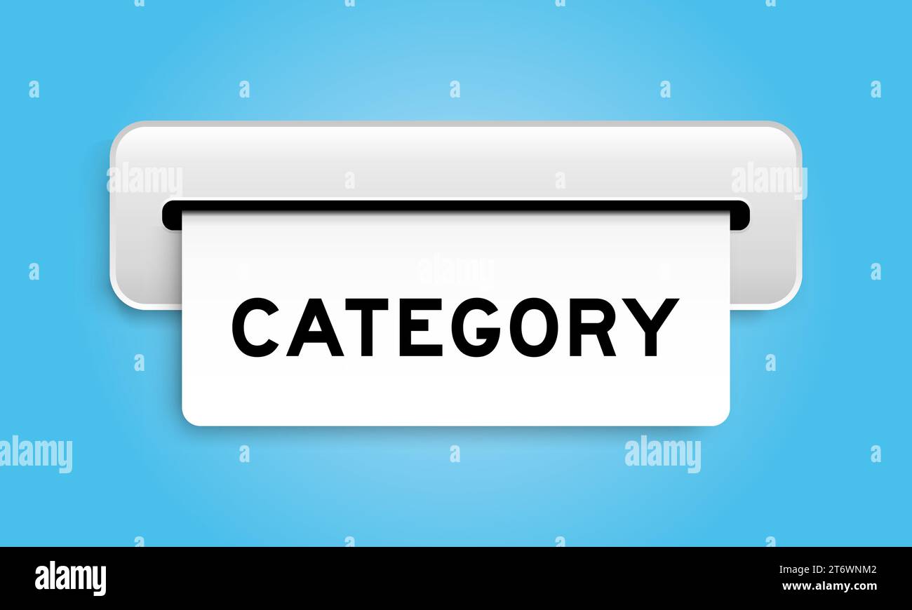 Banner coupon bianco con categoria di parole della macchina su sfondo blu Illustrazione Vettoriale