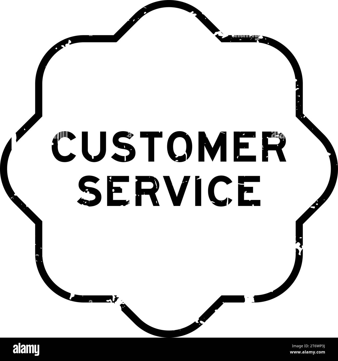 Timbro con guarnizione in gomma grunge nero su sfondo bianco per il servizio clienti Illustrazione Vettoriale