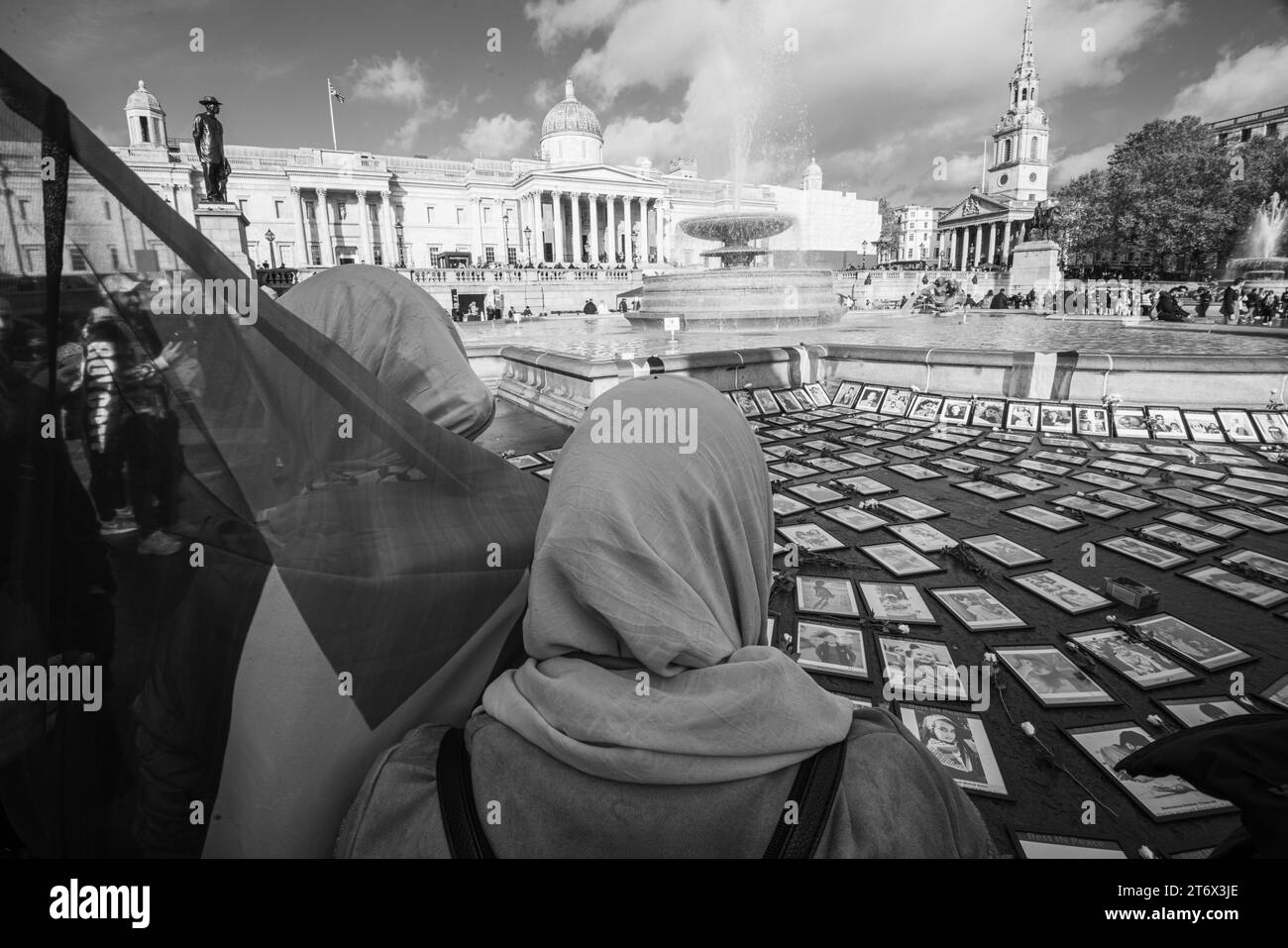 Proteste palastiniane a Trafalgar Square, Londra, Inghilterra, Regno Unito. Foto Stock