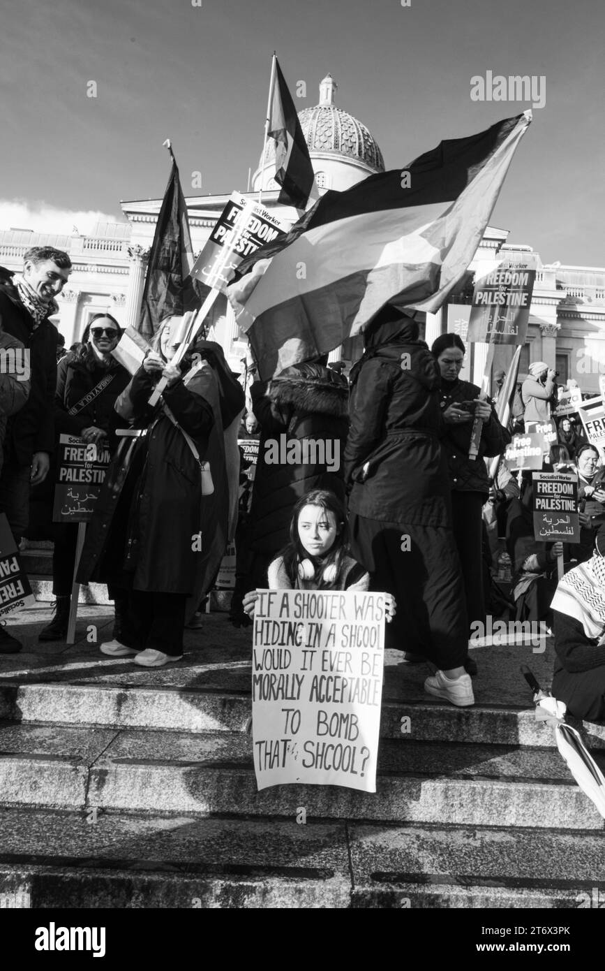 Proteste palastiniane a Trafalgar Square, Londra, Inghilterra, Regno Unito. Foto Stock