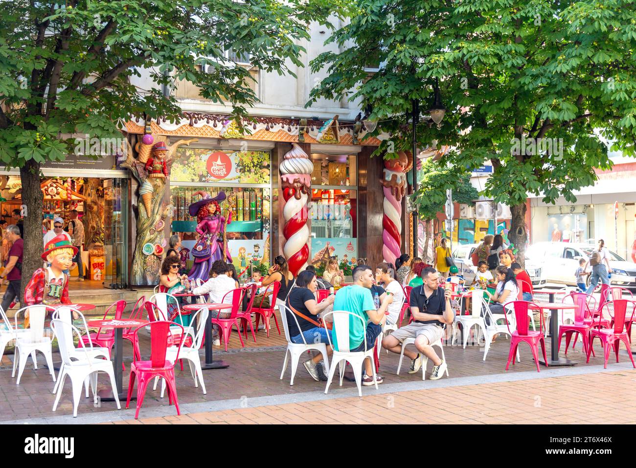 Hans Gretel, gelateria e pasticceria, Vitosha Boulevard (via dello shopping), Sofia, Bulgaria, Centro città, Sofia, Repubblica di Bulgaria Foto Stock