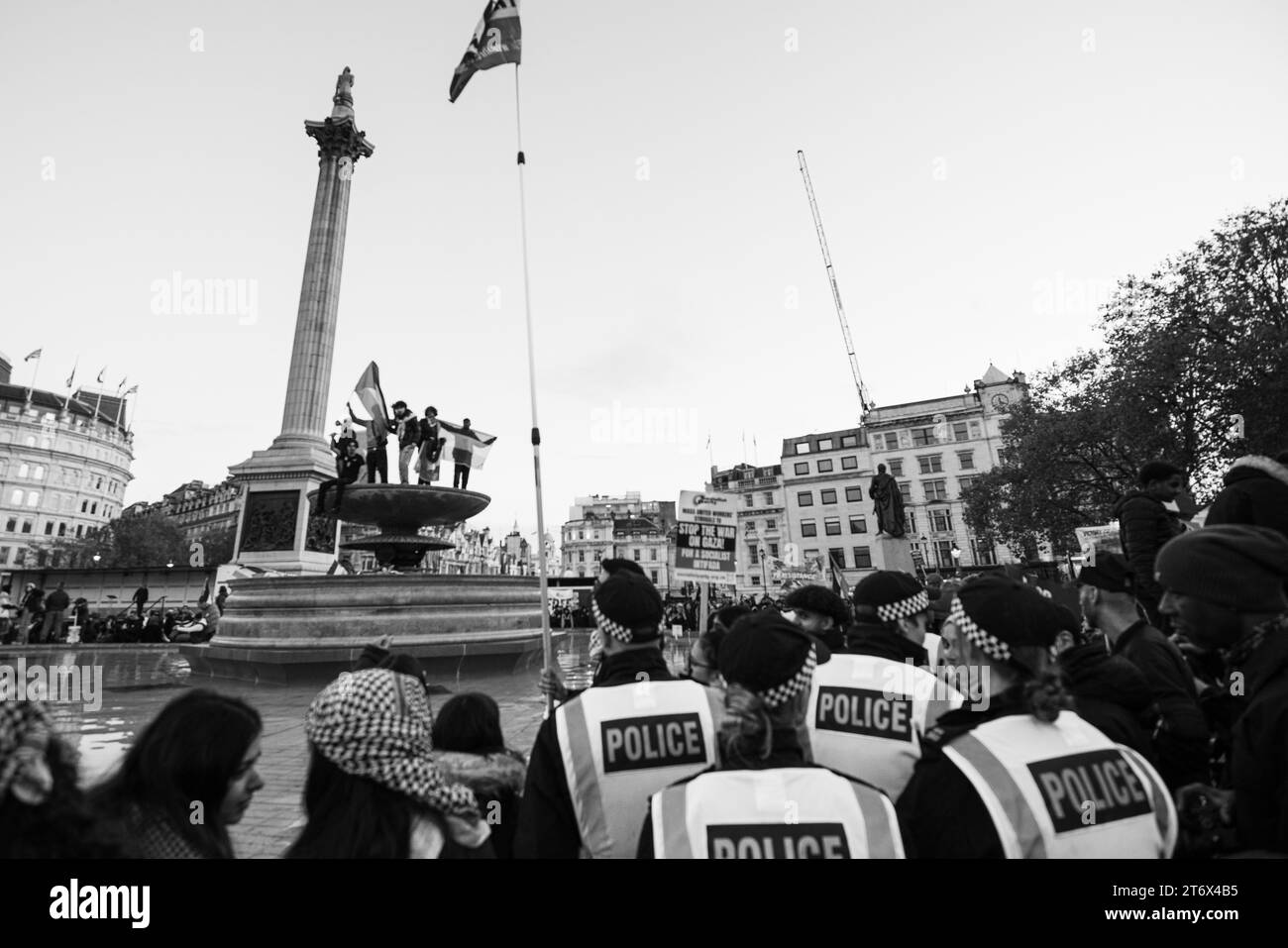 Proteste palastiniane a Trafalgar Square, Londra, Inghilterra, Regno Unito. Foto Stock