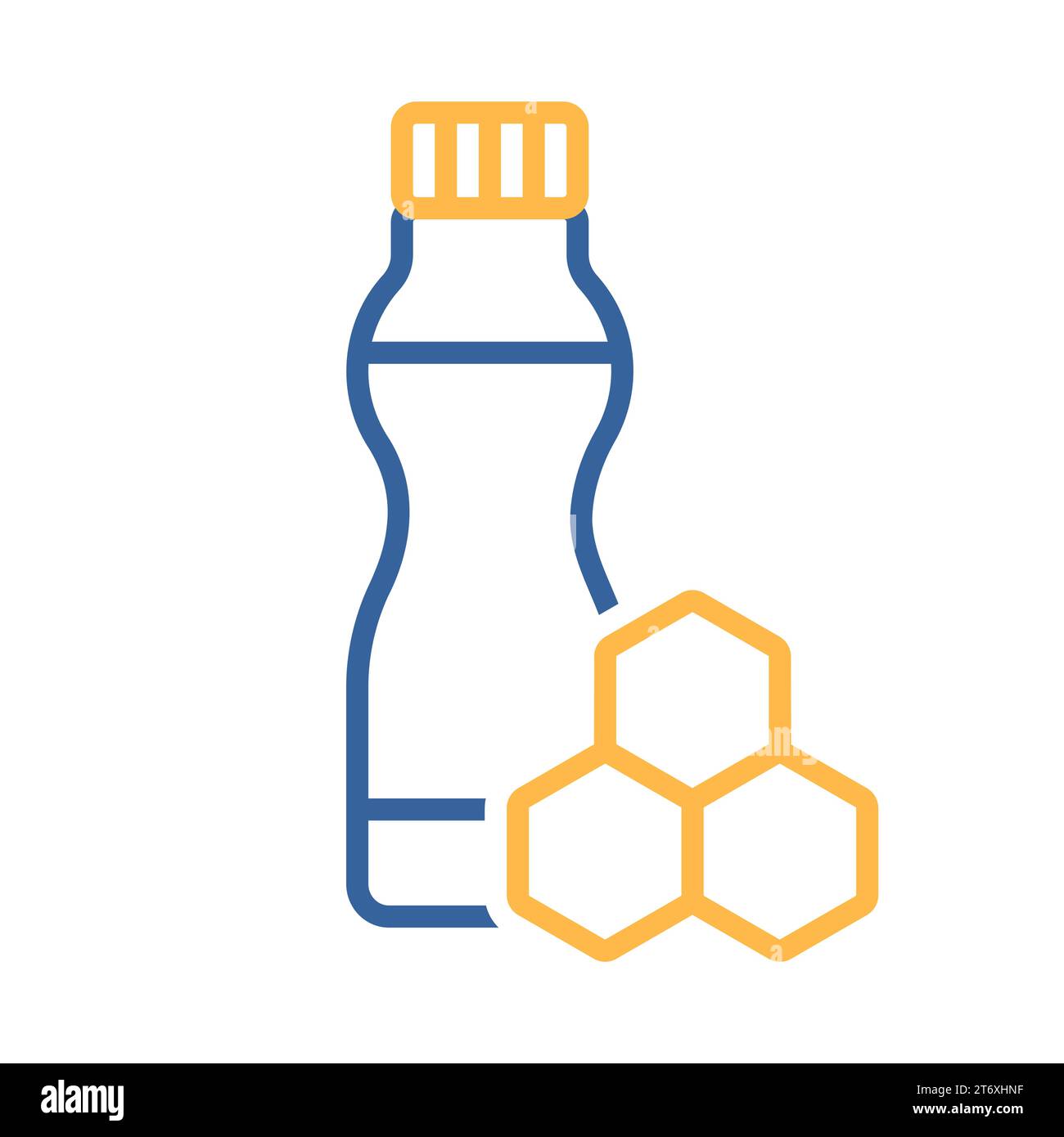 Bottiglia di yogurt bevibile con icona vettore di miele aromatico. Cartello prodotto lattiero-caseario. Simbolo grafico per la progettazione di siti Web e app per cucinare, logo, app, interfaccia utente Illustrazione Vettoriale